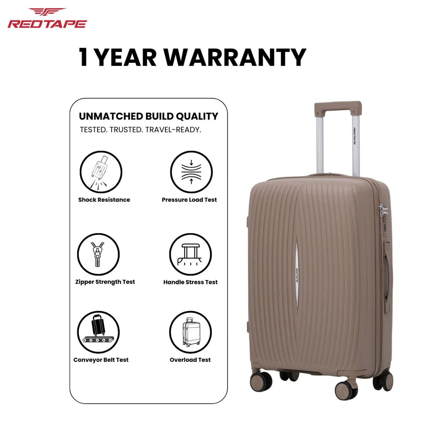 Beige 8 Wheels Trolley Bag Set of 2 (Large + Medium) - Image 5