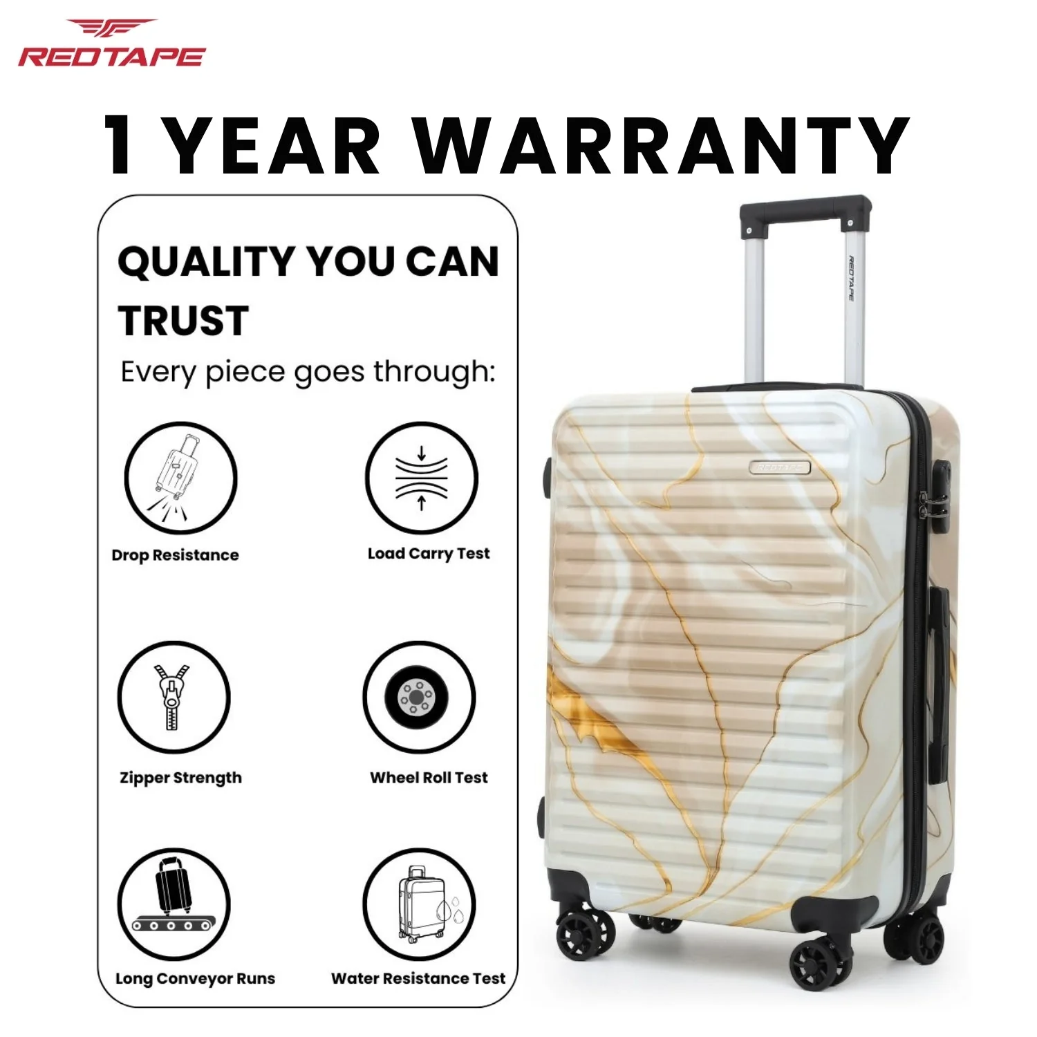 Beige Print 8 Wheels Trolley Bag Set of 3 (Large + Medium + Cabin) - Image 6