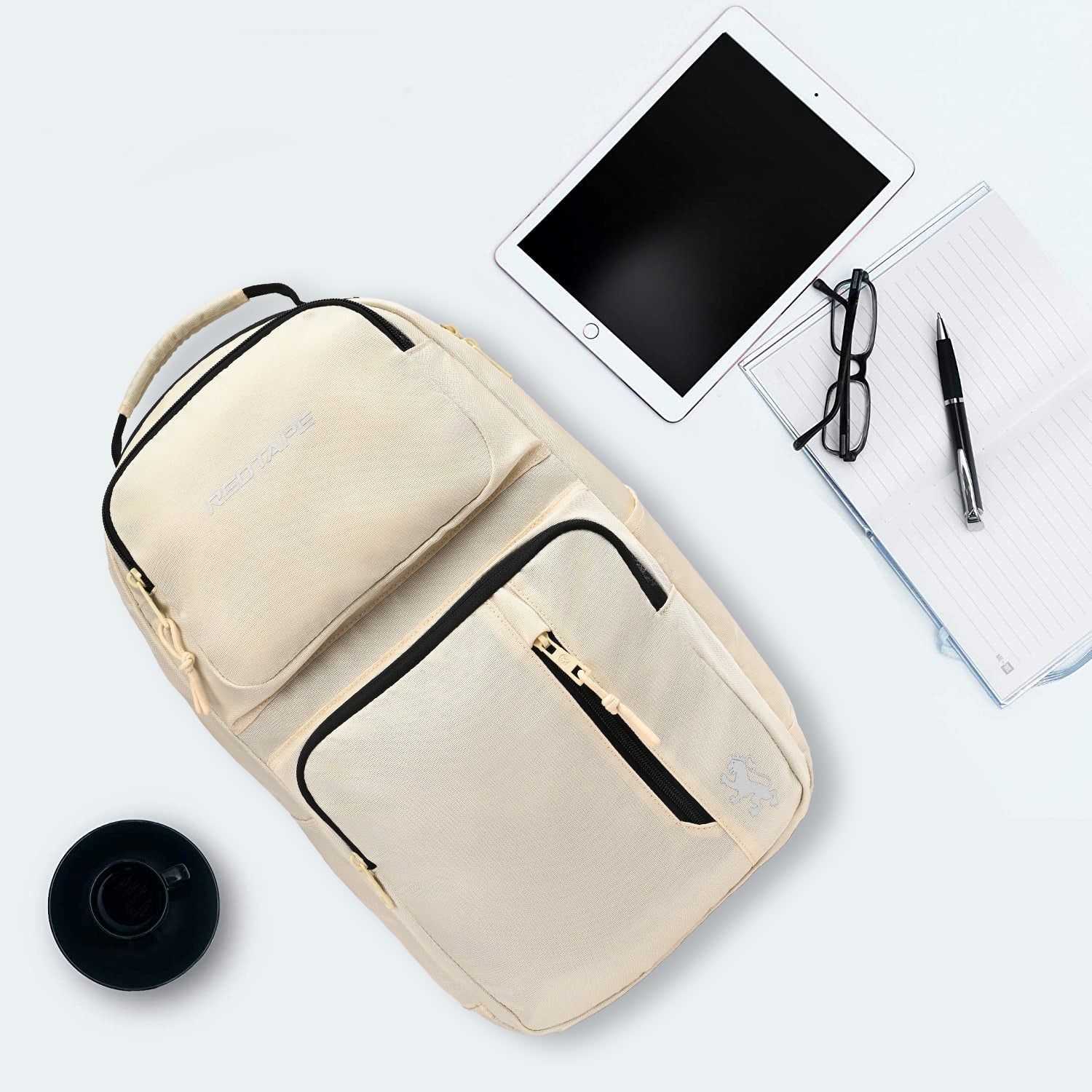 Beige Unisex 23L Polyester Laptop Backpack