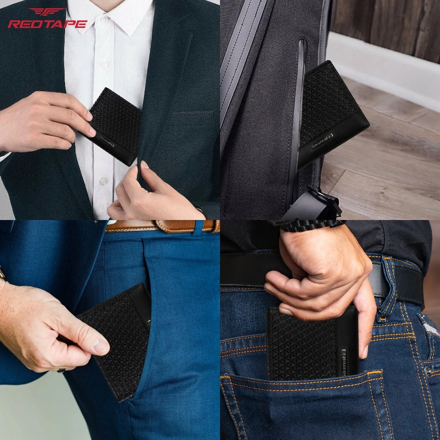 Black RFID Leather Wallet for Men - Image 7