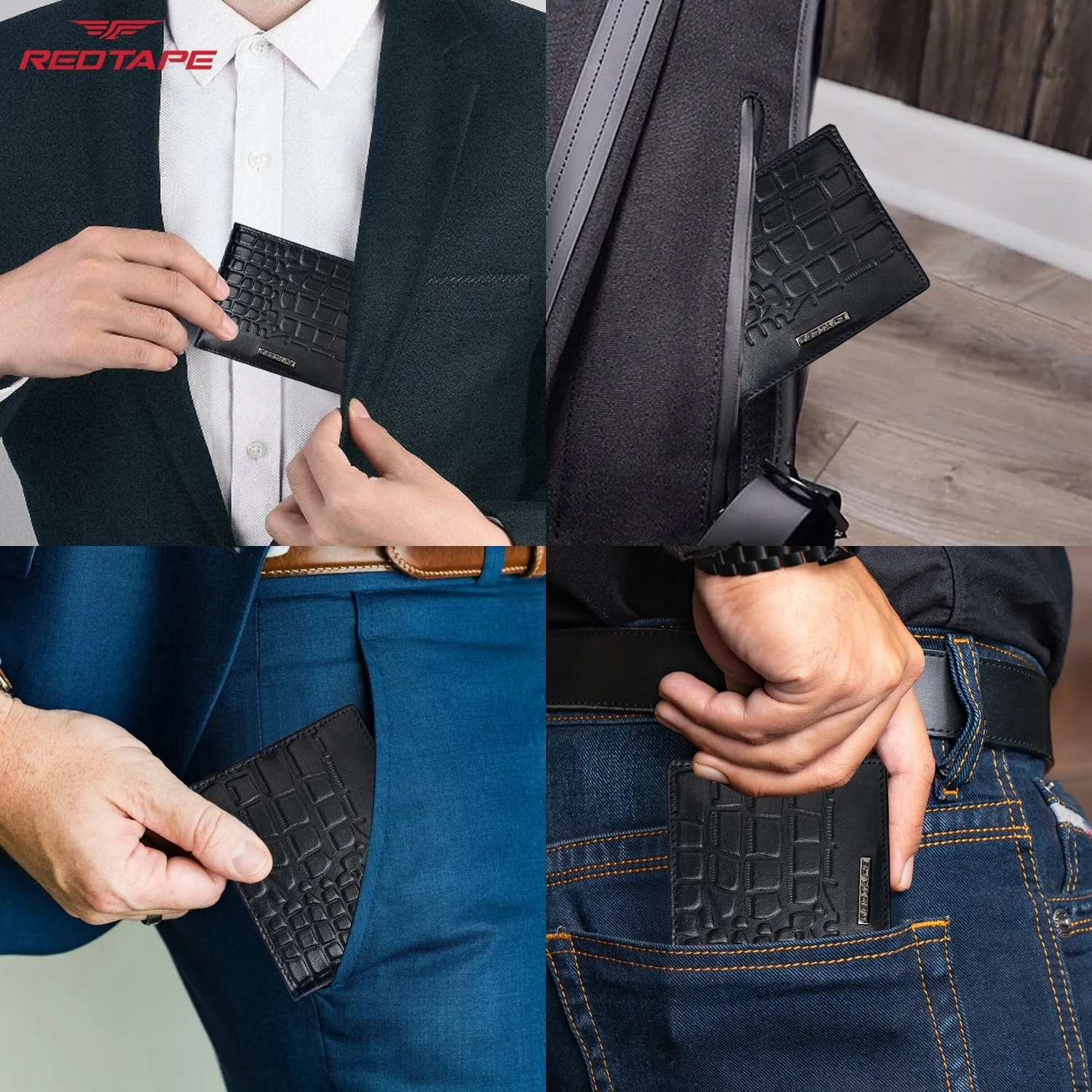 Navy Bi-Fold Leather Wallet for Men - Image 7