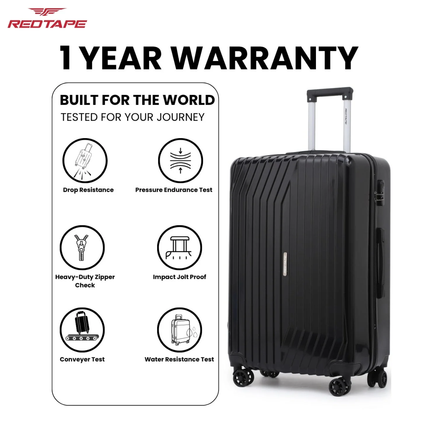Black 8 Wheels Trolley Bag Set of 3 (Large + Medium + Cabin) - Image 6