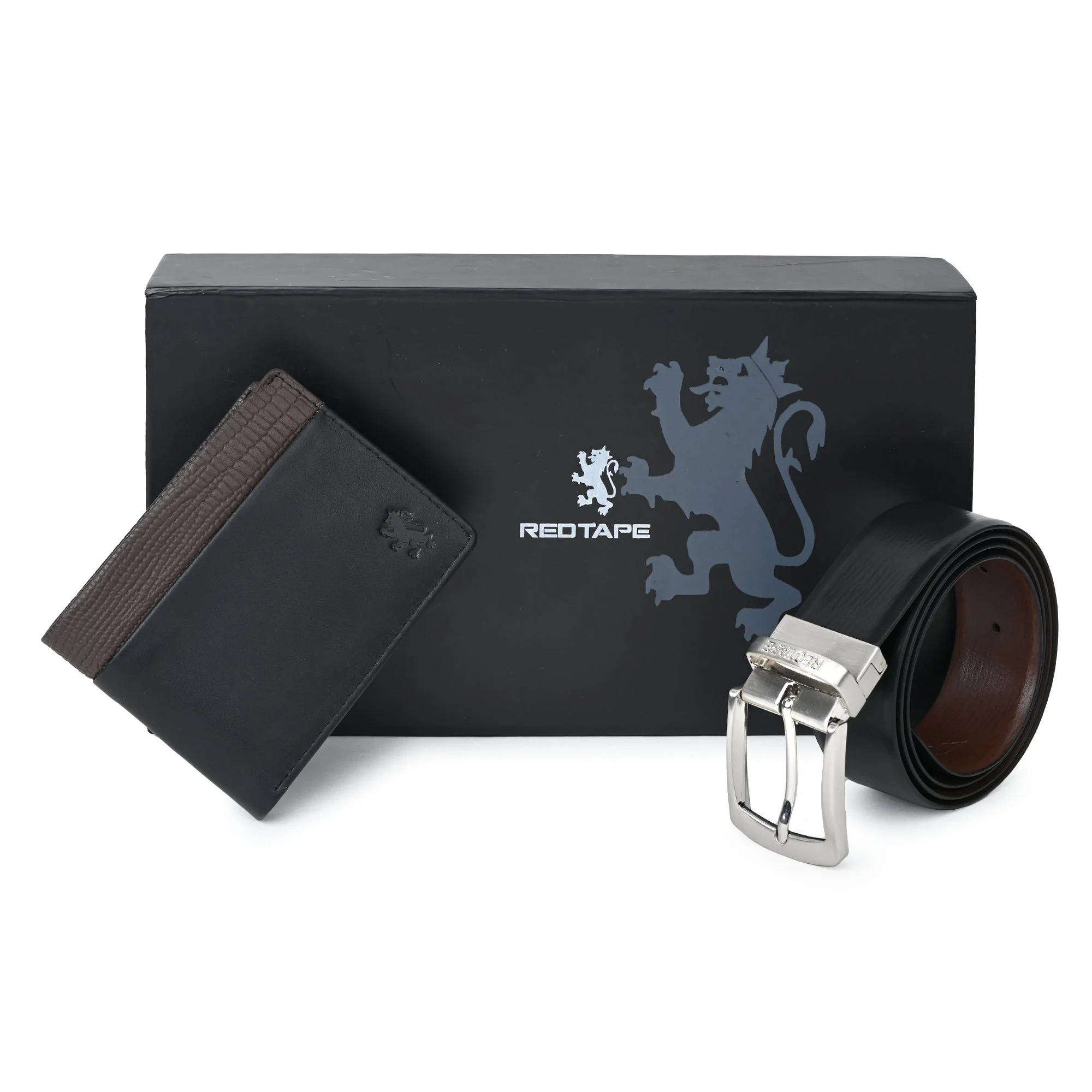Black Brown Genuine Leather Wallet & Belt for Men - Image 7