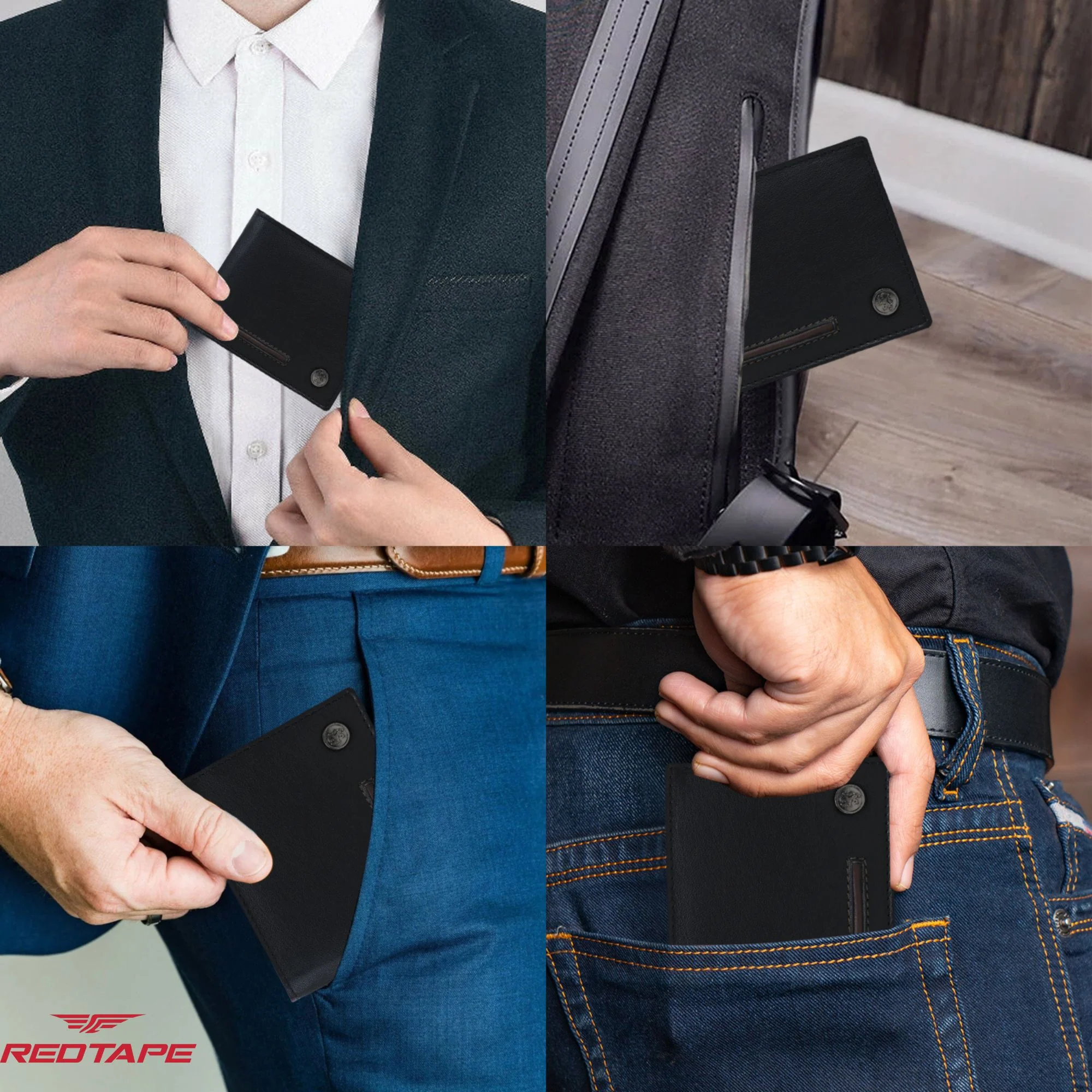 Black Brown Mens Leather Wallet - Image 6