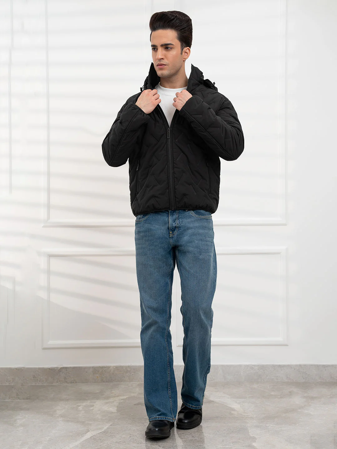 Black Men's Padded Jacket | All-Season Winter Protection