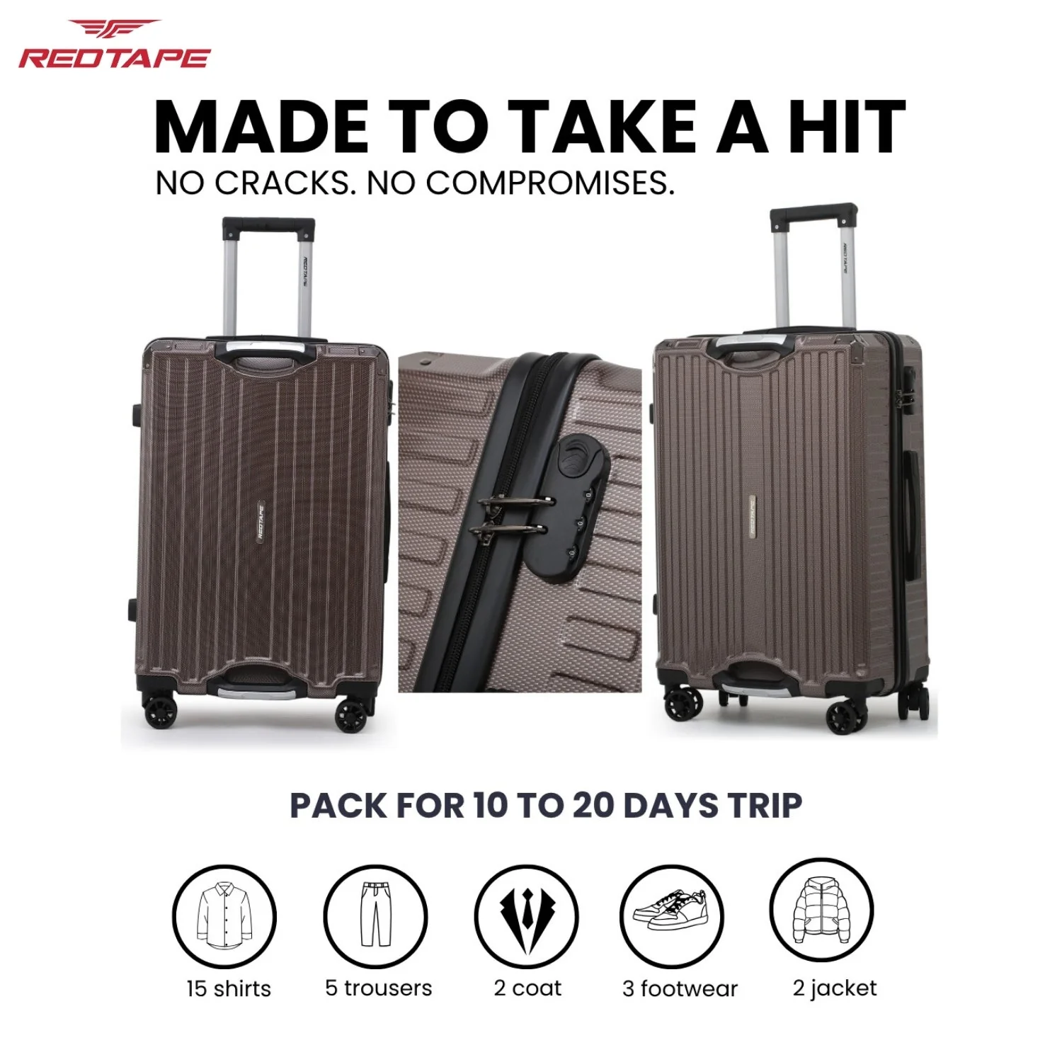 Brown 8 Wheels Trolley Bag Set of 2 (Large + Medium) - Image 7