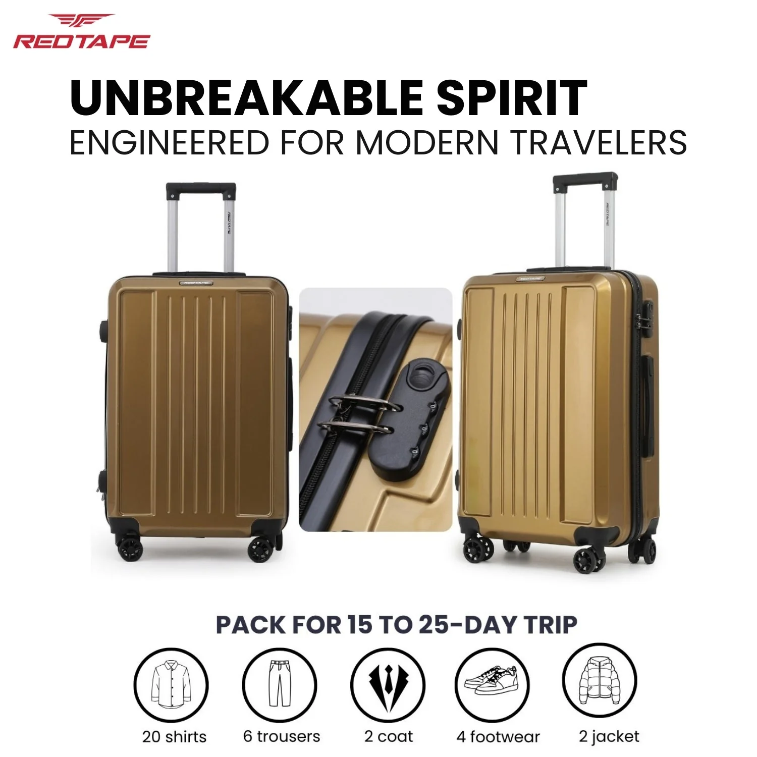 Brown 8 Wheels Trolley Bag Set of 3 (Large + Medium + Cabin) - Image 7