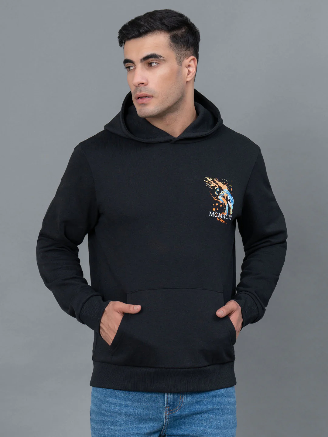Casual Black Hoodie for Men