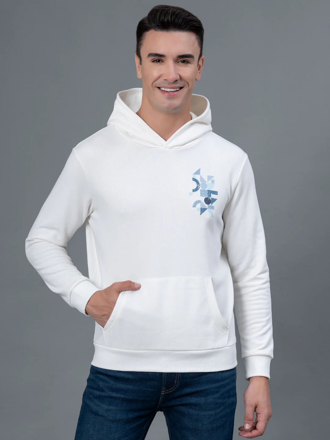 Casual Off White Hoodie for Men