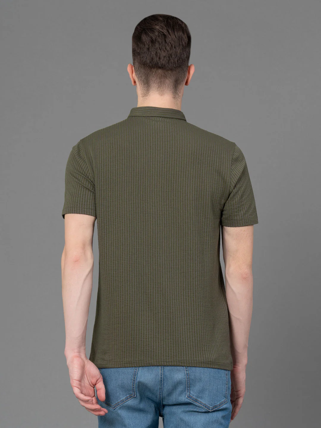 Dark Green Henley T-Shirt for Men - Image 3