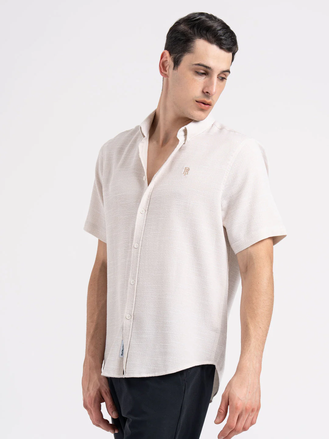 Dobby Half Slevee Button Down Shirt for Men - Image 3
