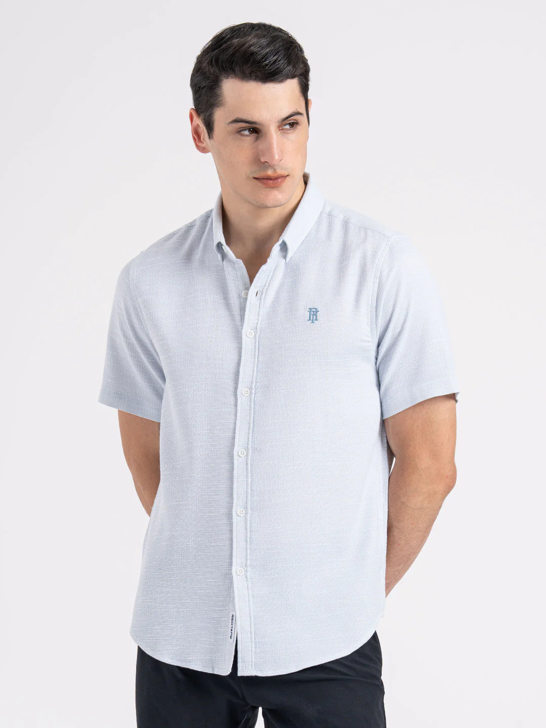 Dobby Half Slevee Button Down Shirt for Men