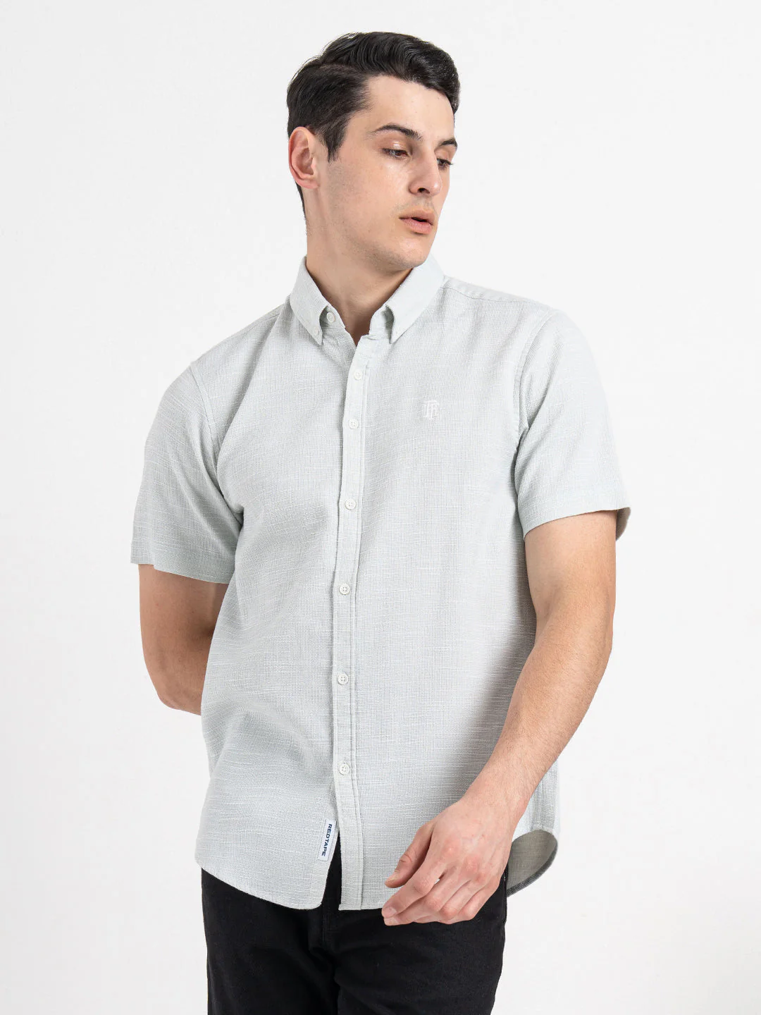 Dobby Half Slevee Button Down Shirt for Men