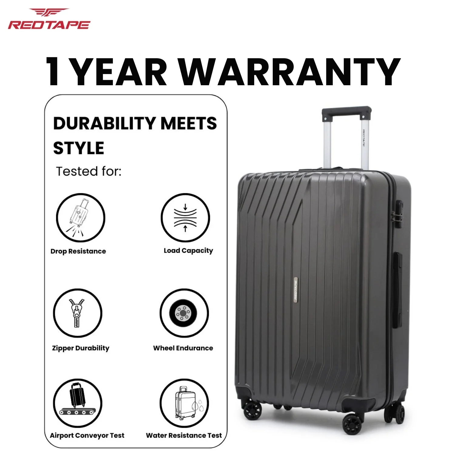 Gunmetal Black 8 Wheels Trolley Bag Set of 3 (Large + Medium + Cabin) - Image 6