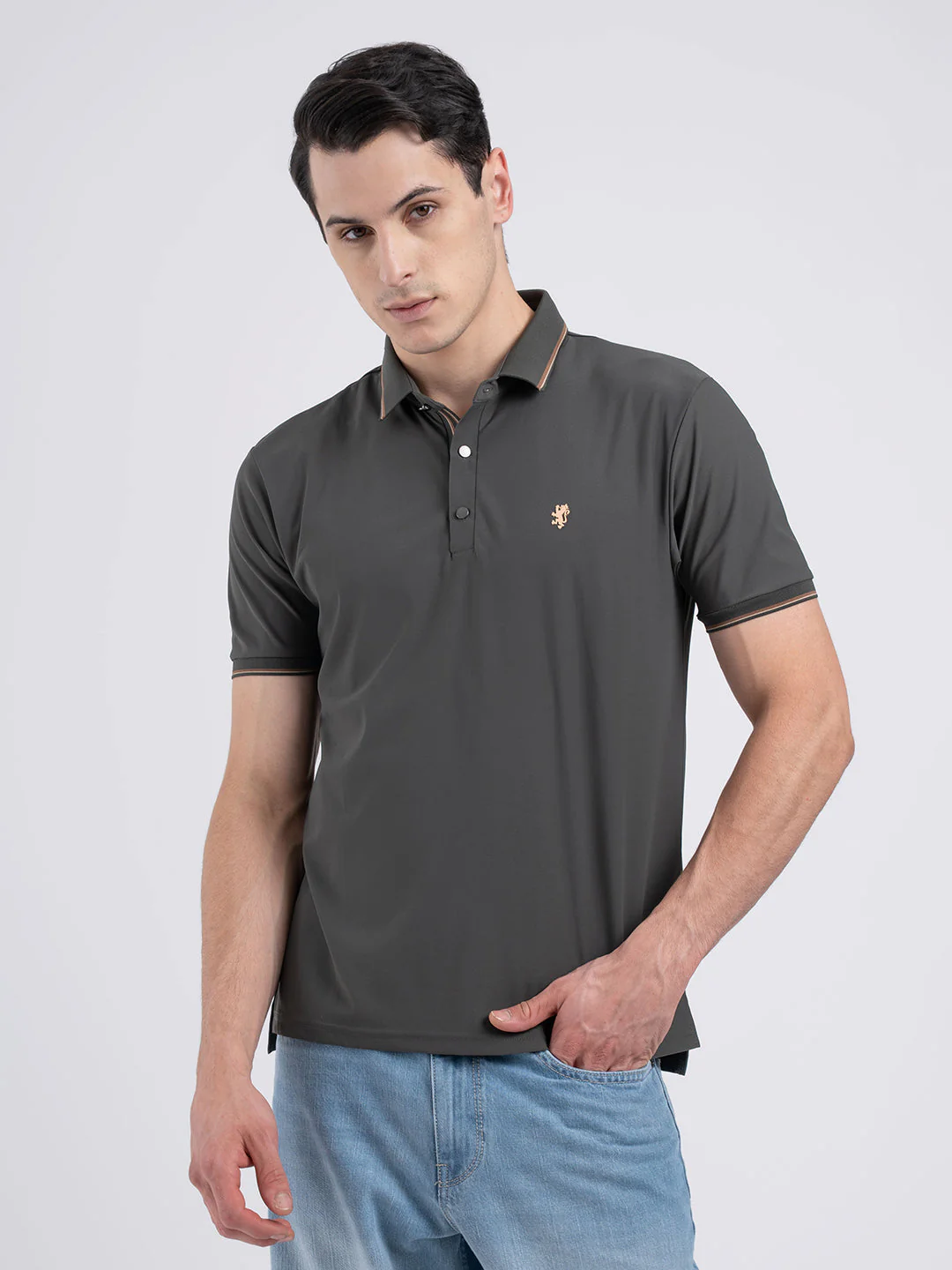 Jacquard Collar Polo T-Shirt for Men
