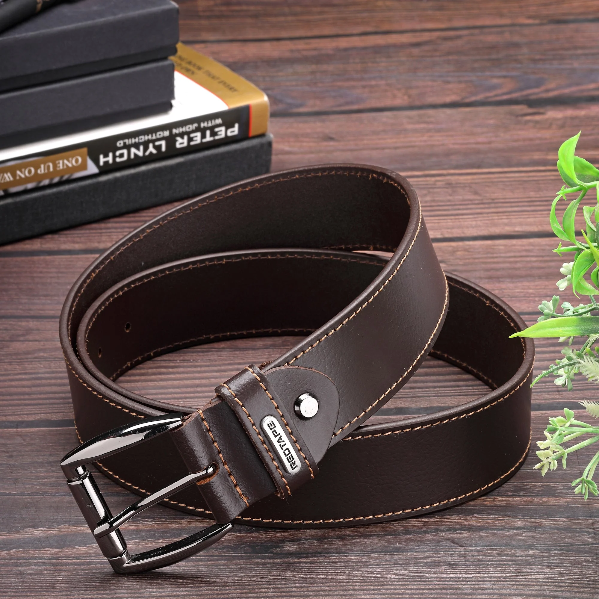 Men’s Brown Genuine Leather Wallet and Belt Combo Gift Set - Image 3