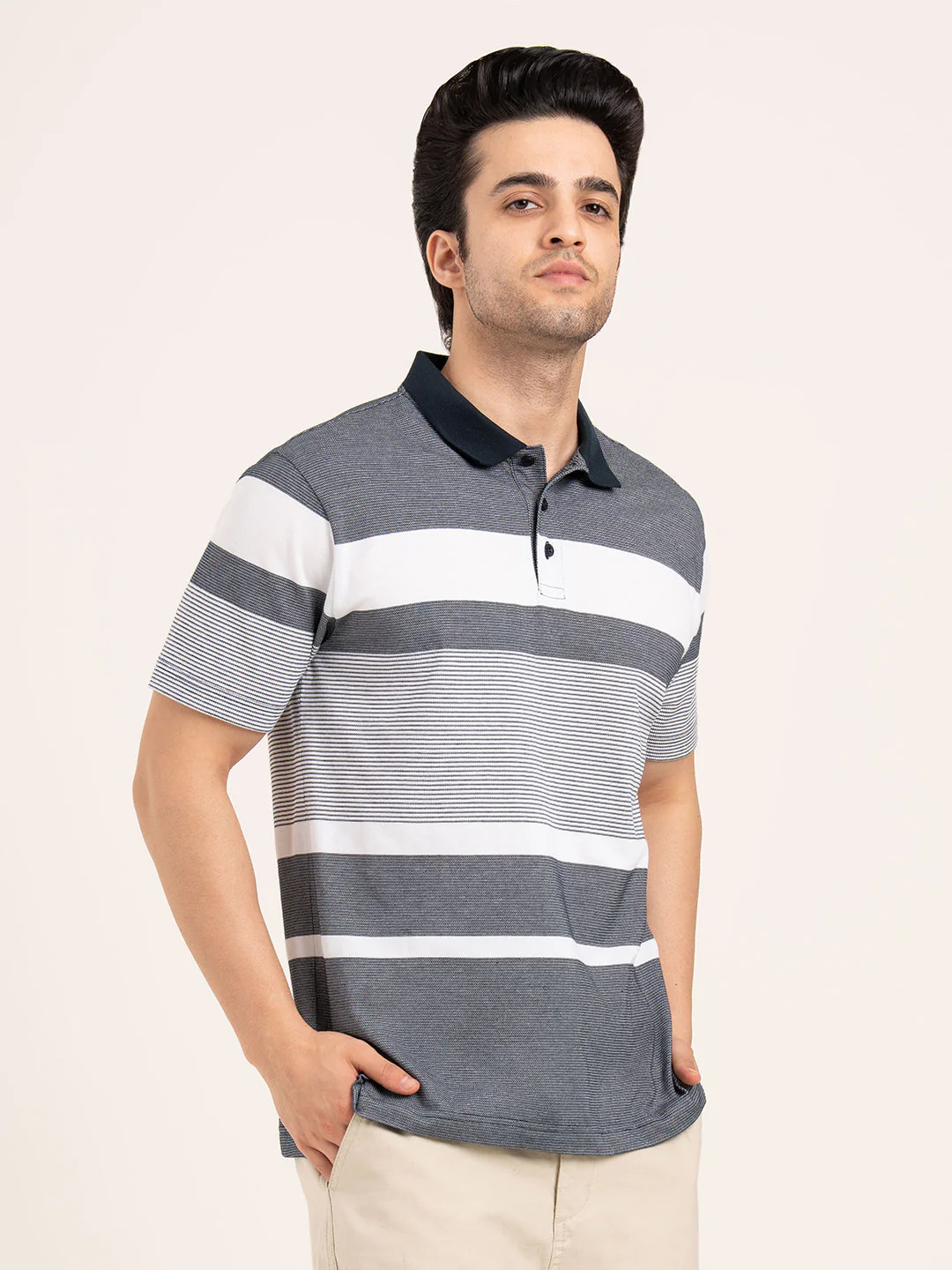 Men’s Horizontal Stripe Polo T-Shirt