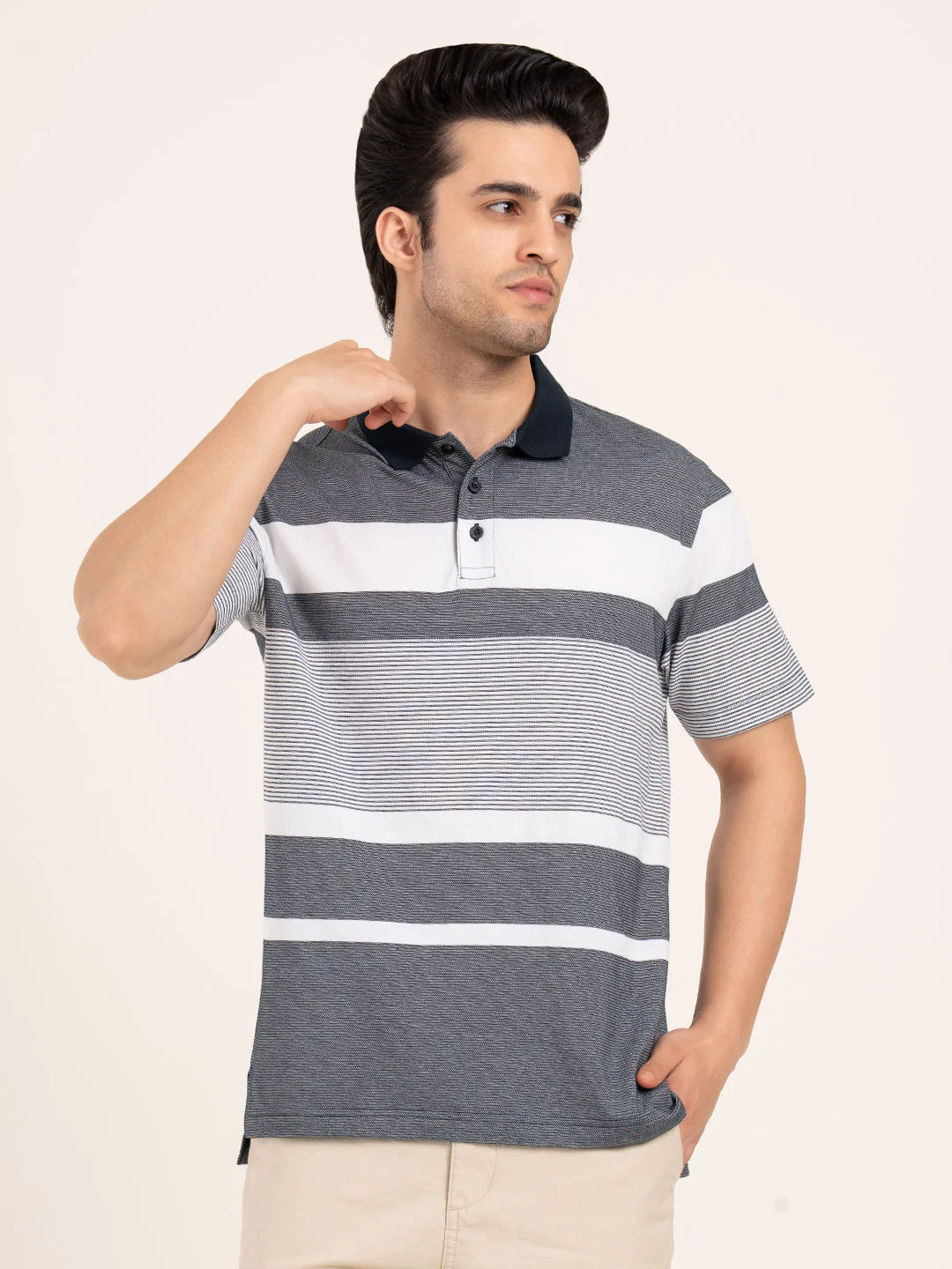 Men’s Horizontal Stripe Polo T-Shirt - Image 4