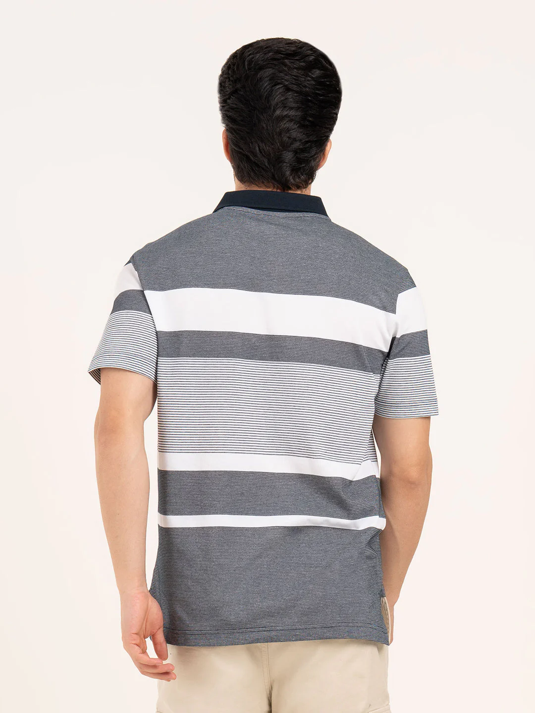 Men’s Horizontal Stripe Polo T-Shirt - Image 6