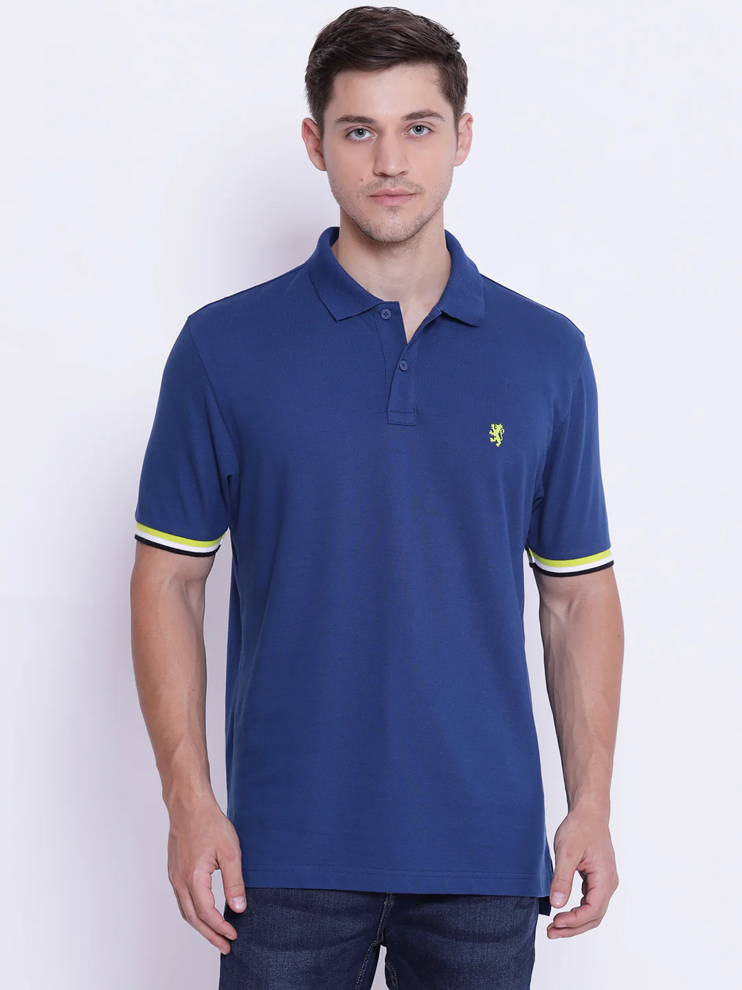 Men's Airforce Blue CollaRed T-Shirt