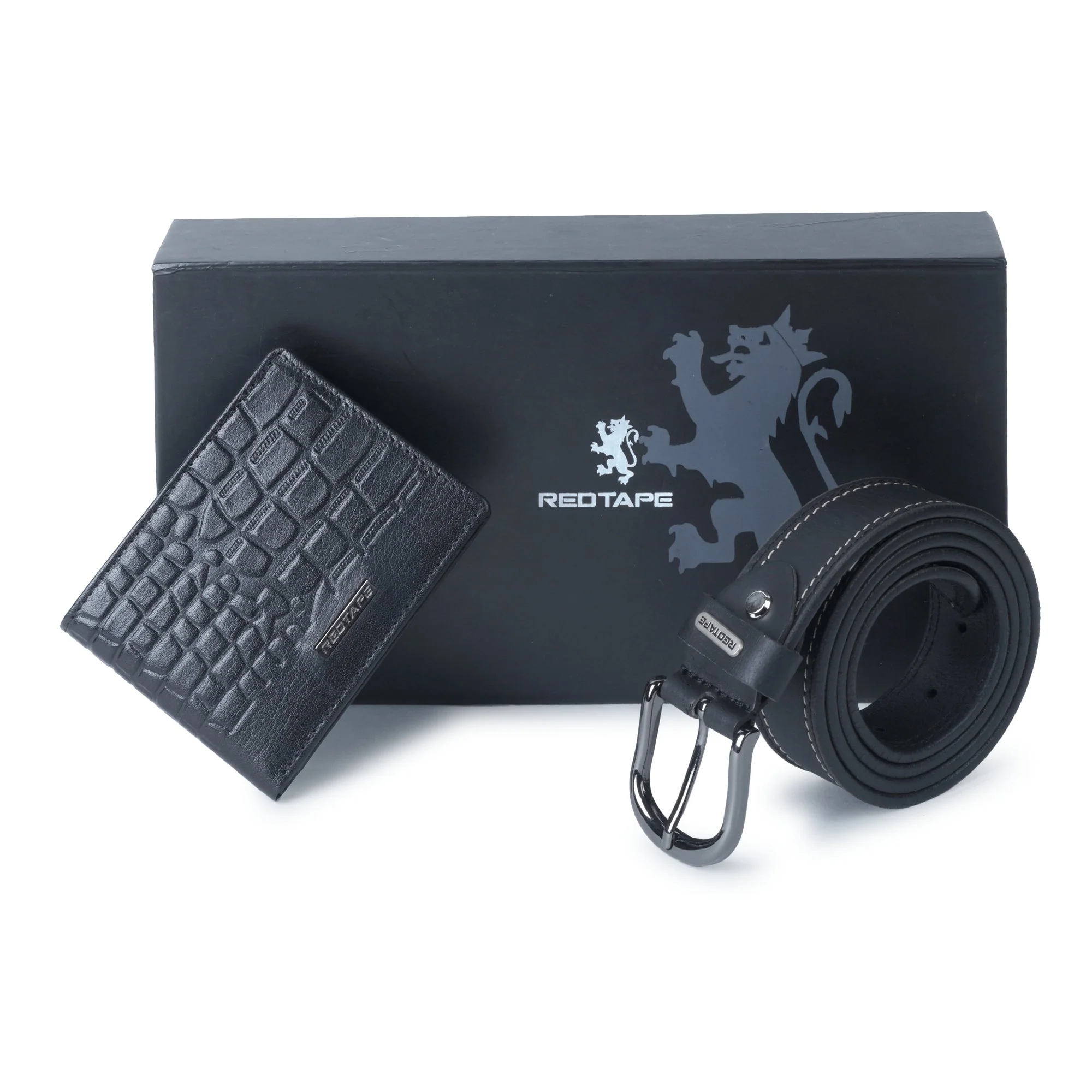 Men's Black Genuine Leather Wallet & Belt Gift Set