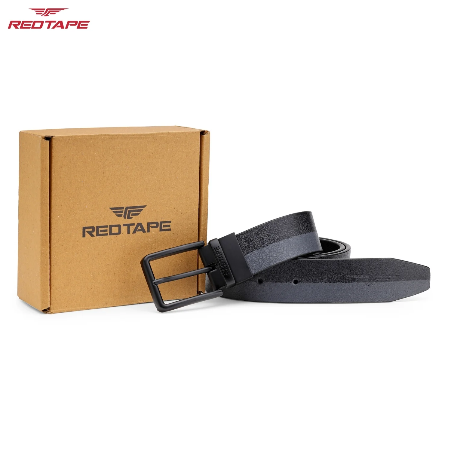 Men's Black Grey Reversible Leather Belt - Image 2