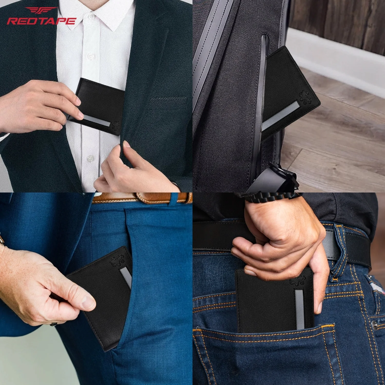 Mens Black & Grey Leather Wallet - Image 7