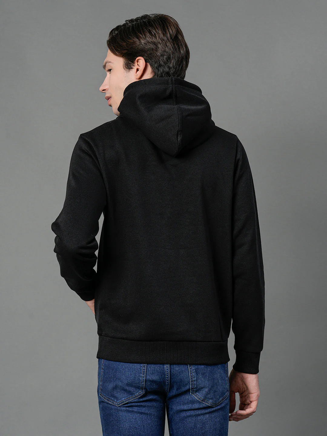 Men's Black Solid Hoodie - Image 4