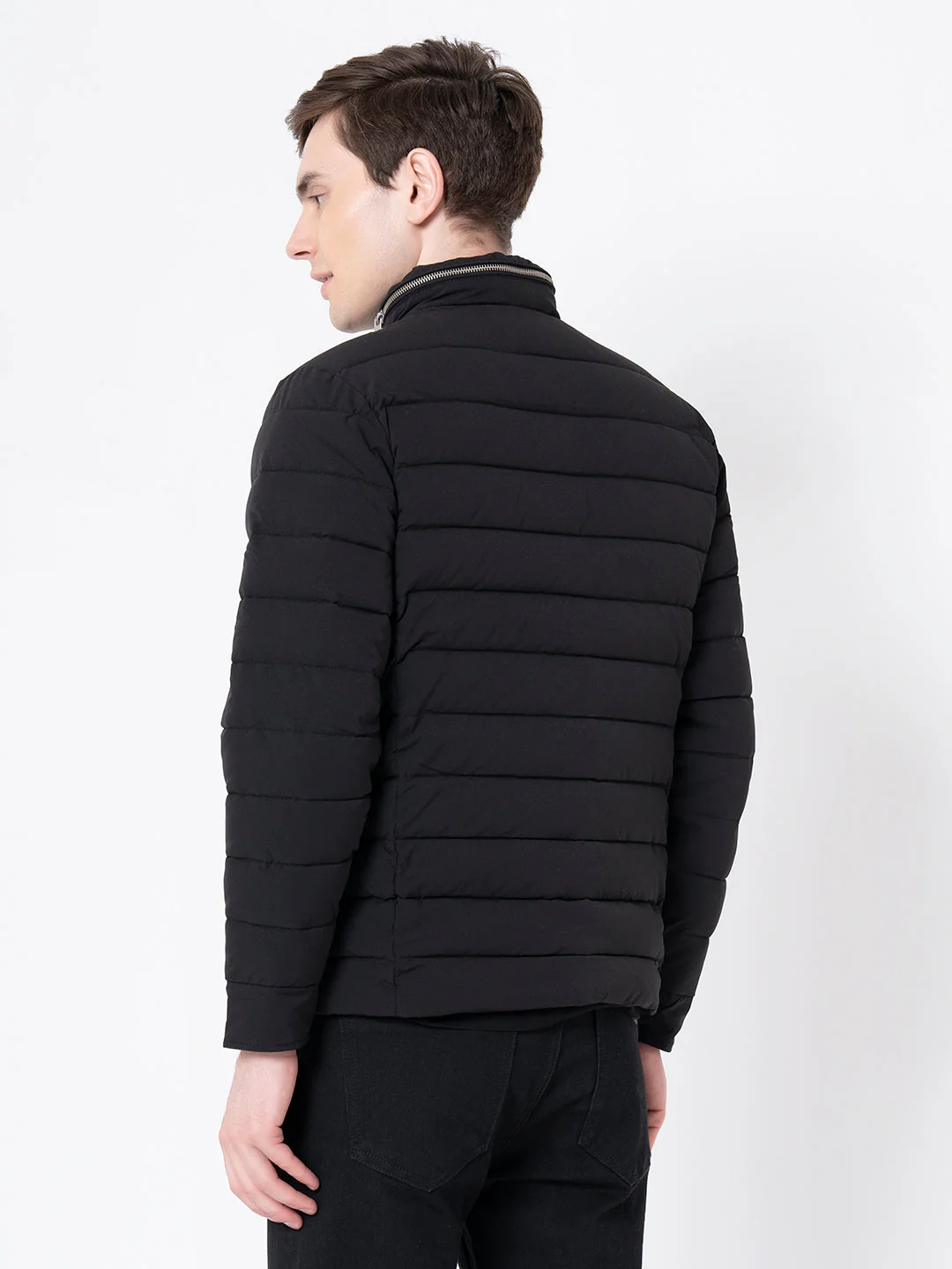 Men's Black Solid Jacket - Image 3