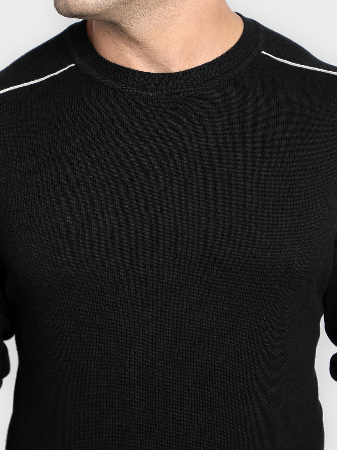 Men's Black Cotton Sweater - Image 4