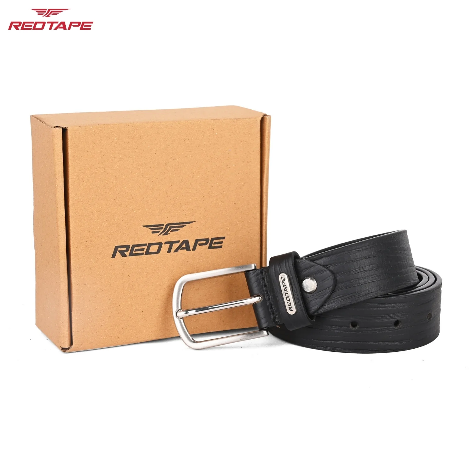 Men's Black Textured Leather Belt