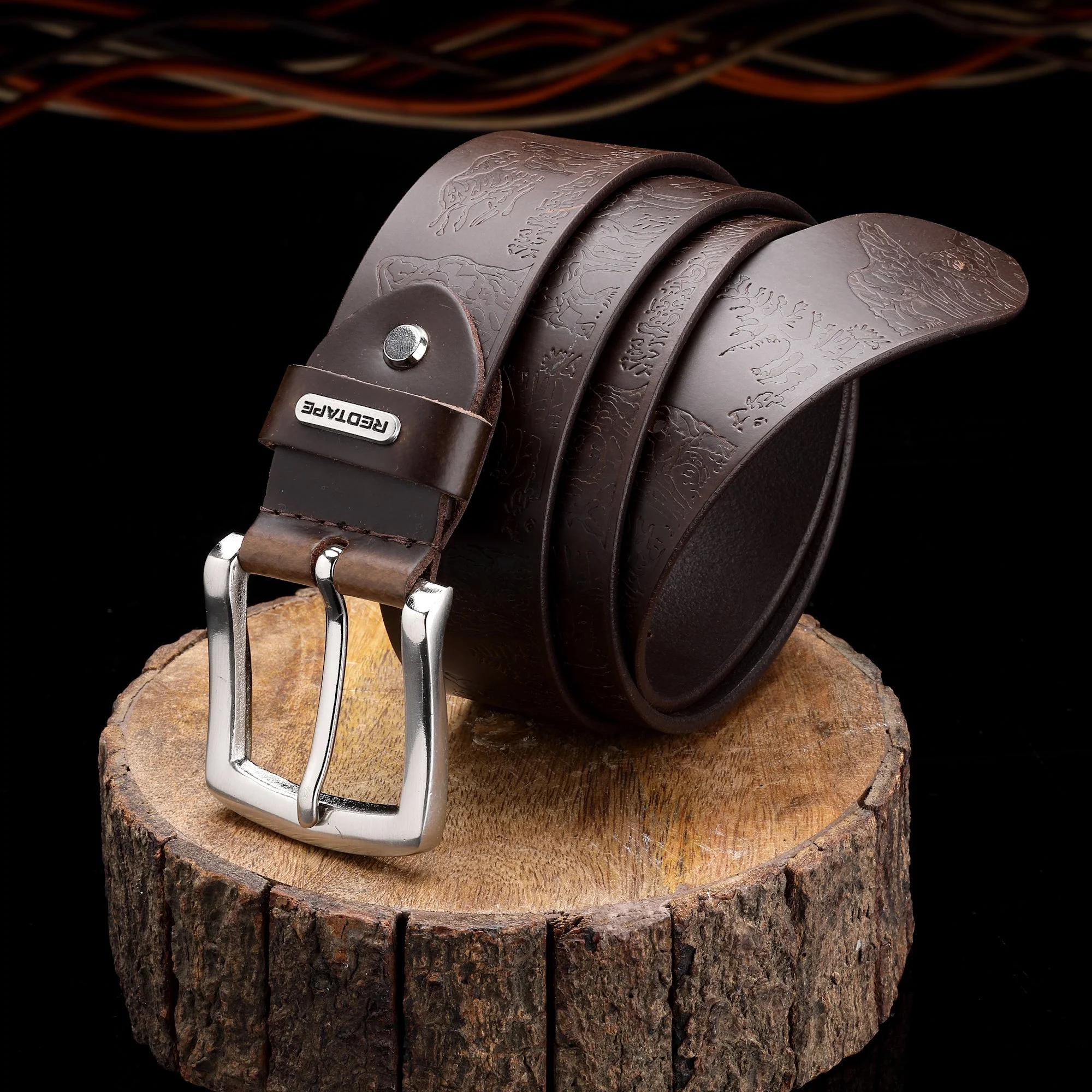 Men's Brown Genuine Leather Wallet and Belt Combo Gift Set - Image 3