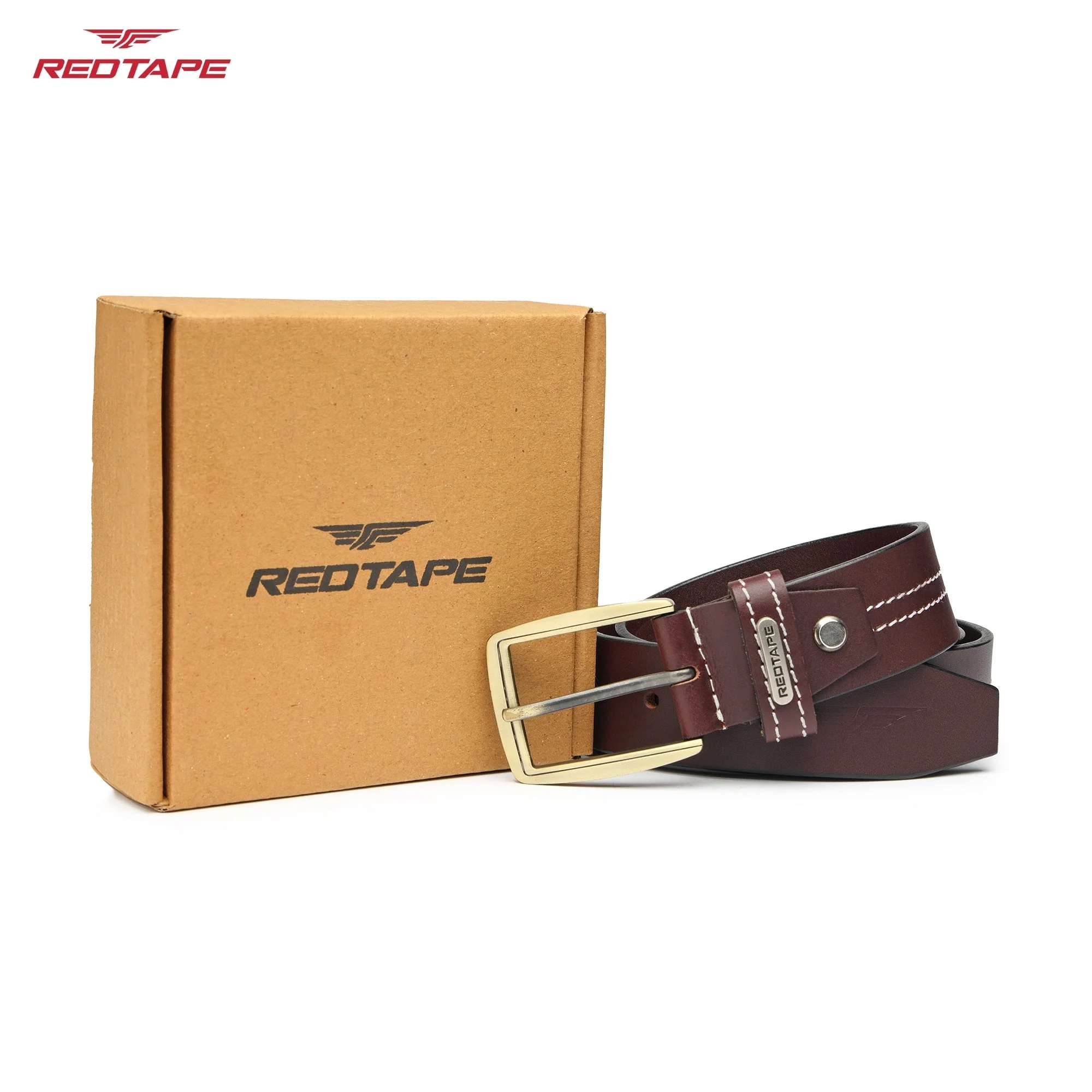 Men's Burgundy Casual Leather Belt