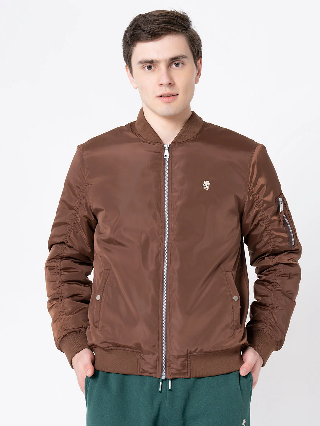 Men's Dark Brown Solid Jacket