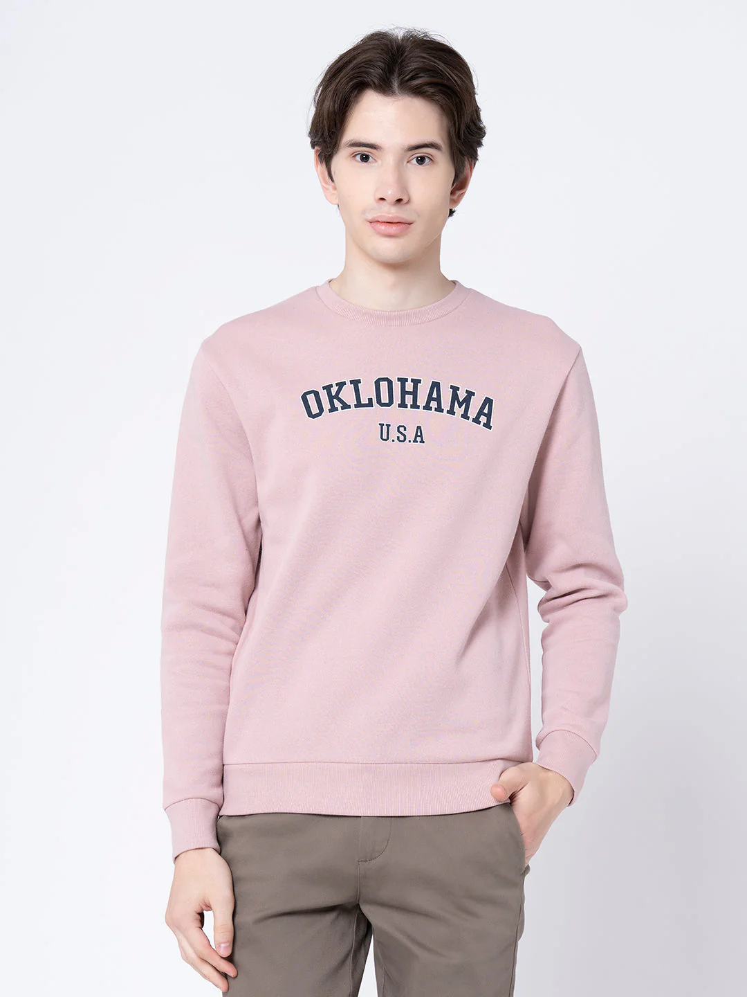 Men's Dusky Pink Graphic Print Sweatshirt