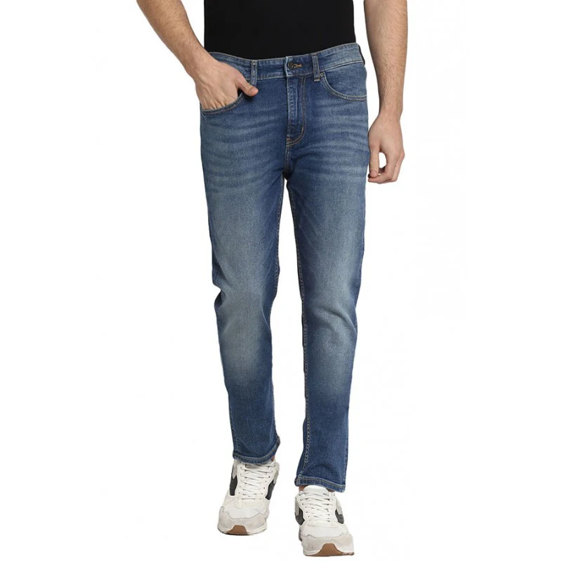 Men's Medium Blue Cotton Elastane Skinny Fit Jeans