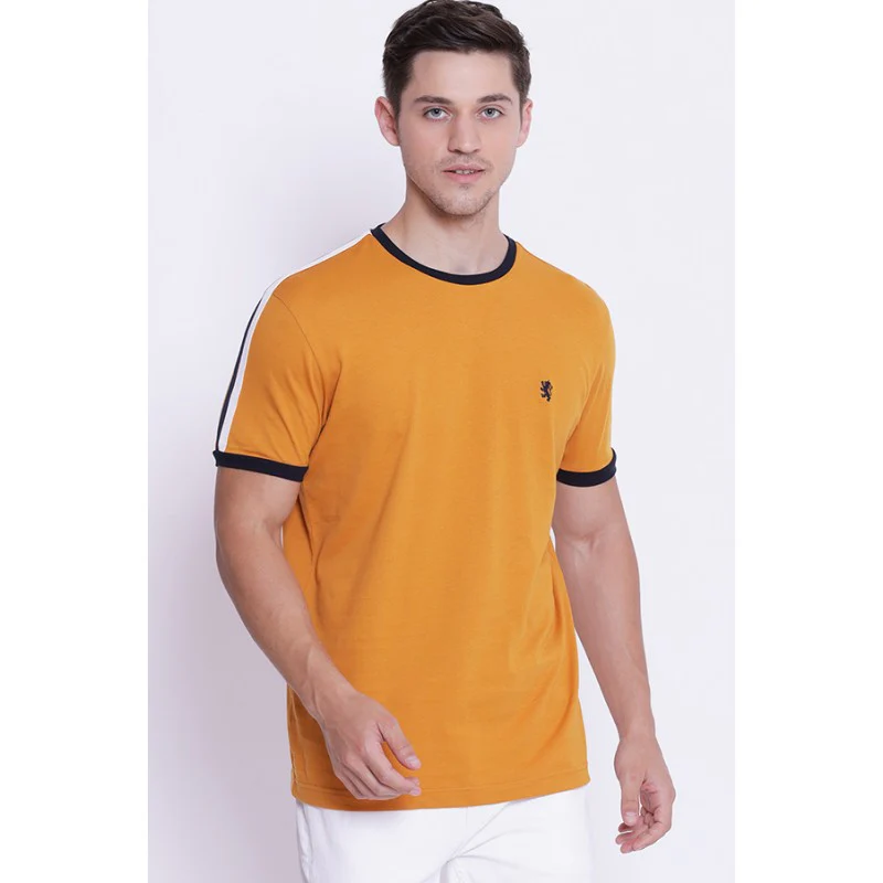 Men's Mustard Round Neck T-Shirt