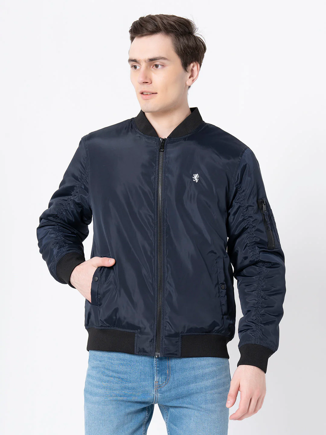 Men's Navy Solid Jacket
