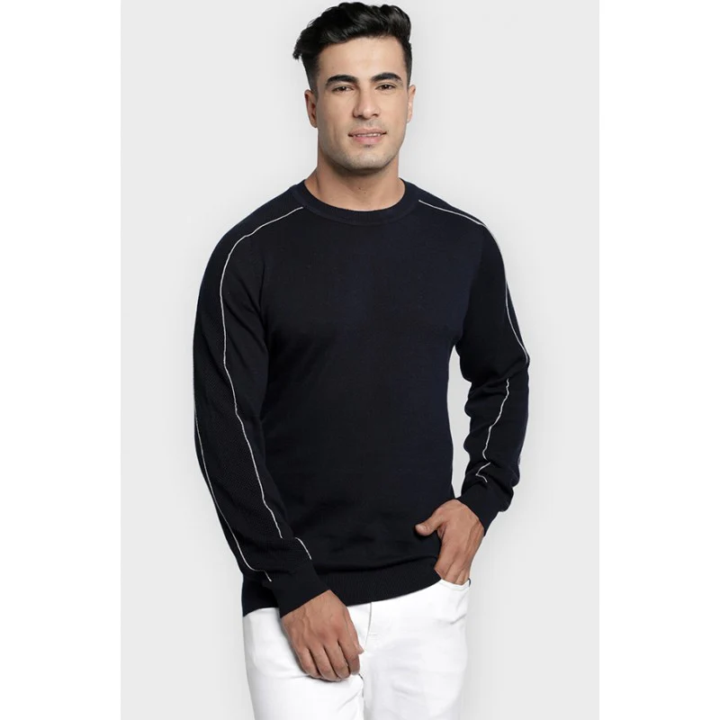Mens Navy Cotton Sweater