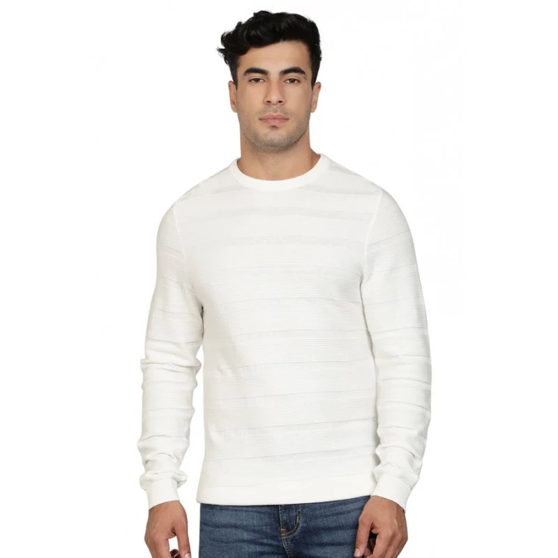 Mens Off White Cotton Sweater
