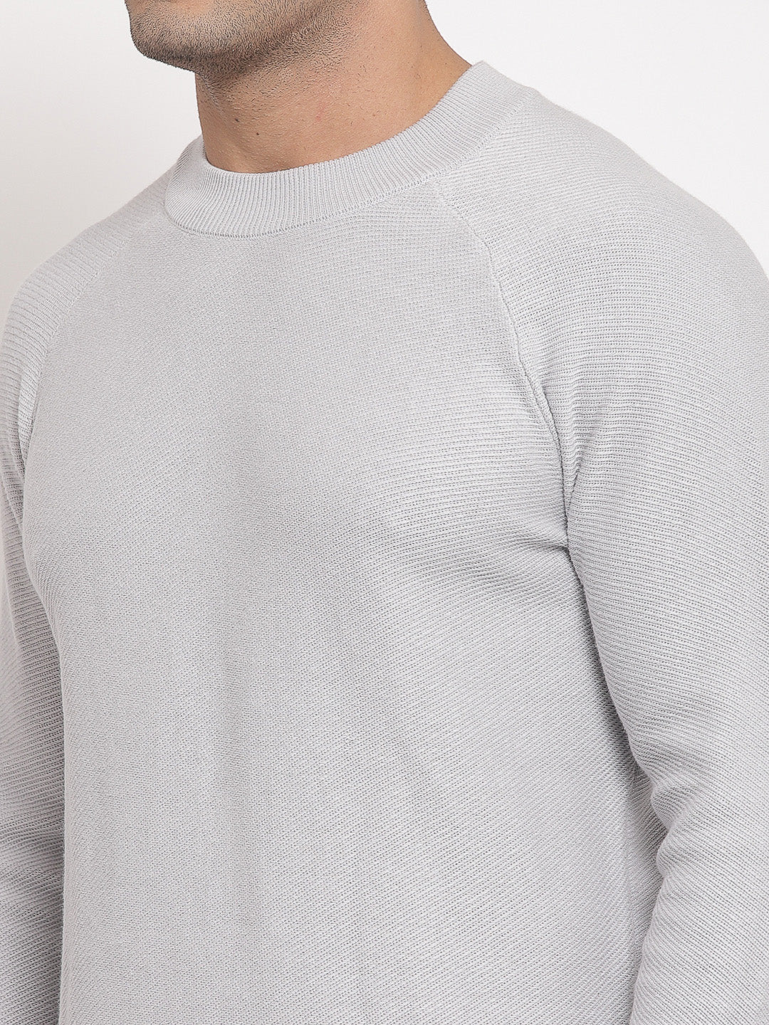 Men's Self Design Grey Sweater - Image 4