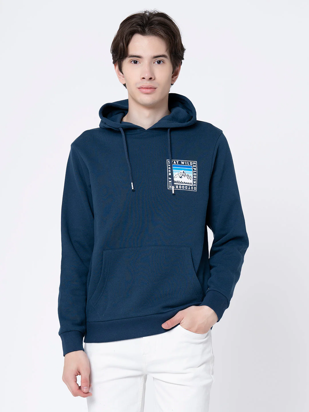 Men's Slate Blue Graphic Print Hoodie
