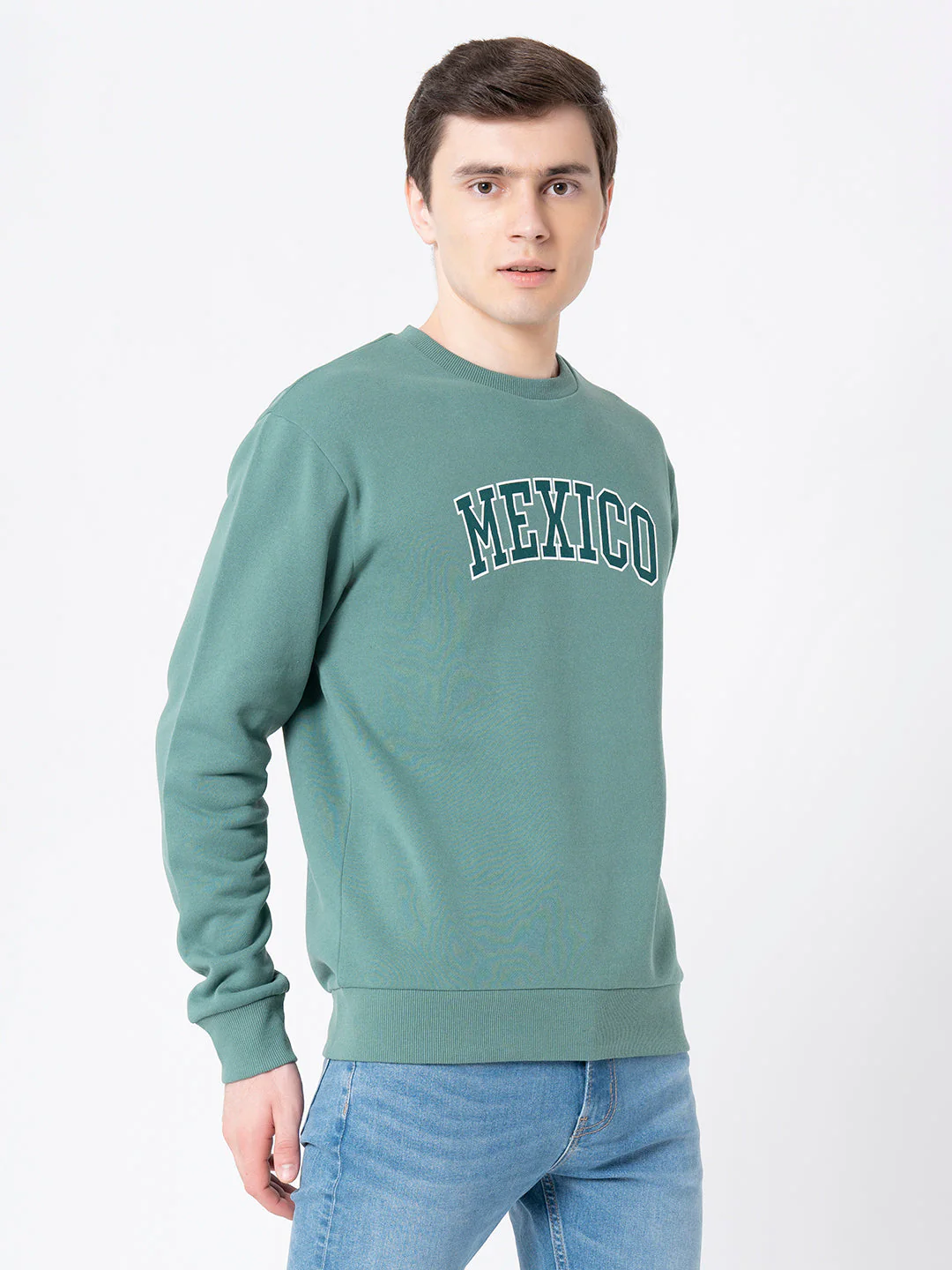 Men's Slate Green Graphic Print Sweatshirt - Image 2