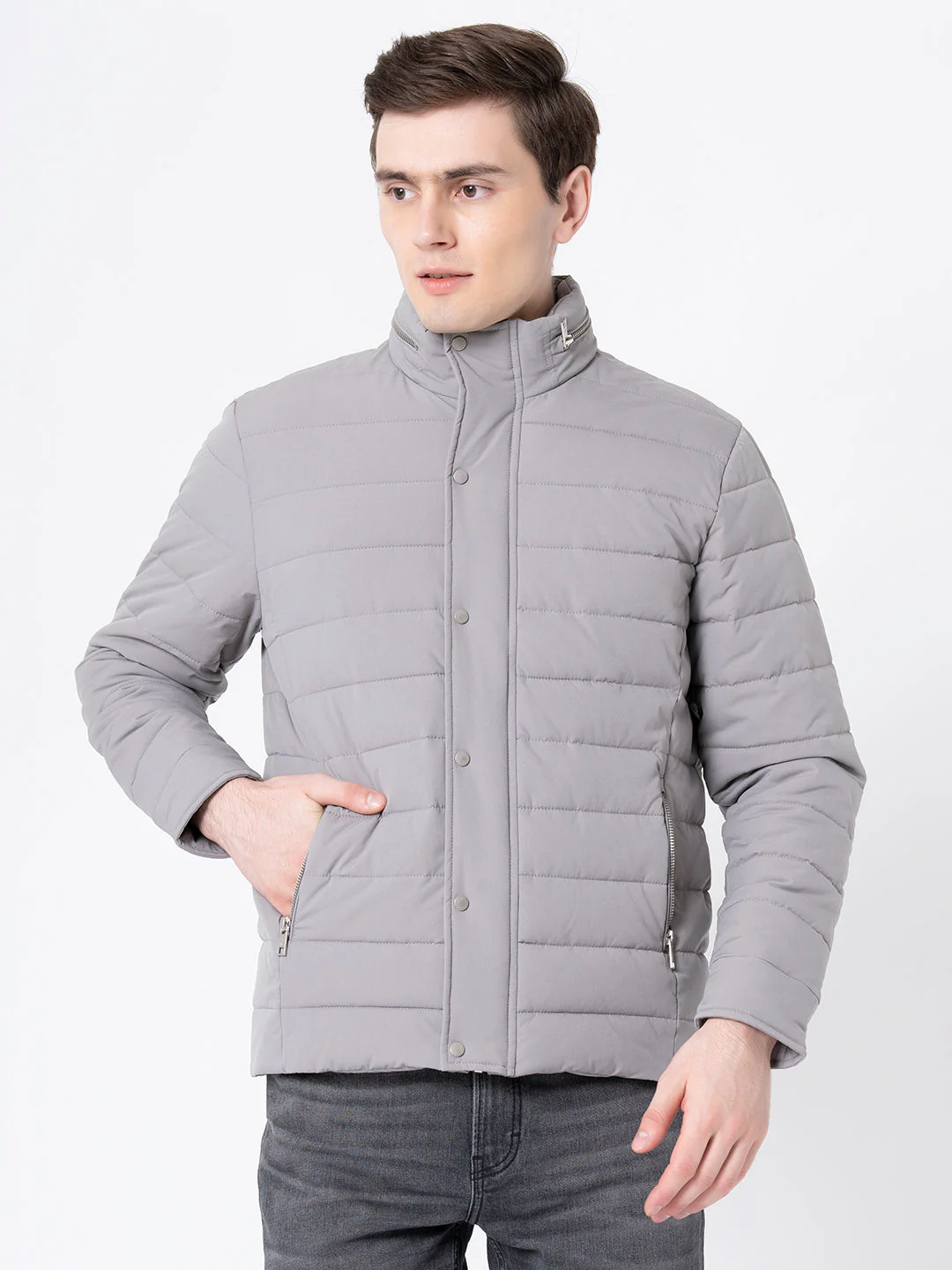 Men's Slate Grey Solid Jacket