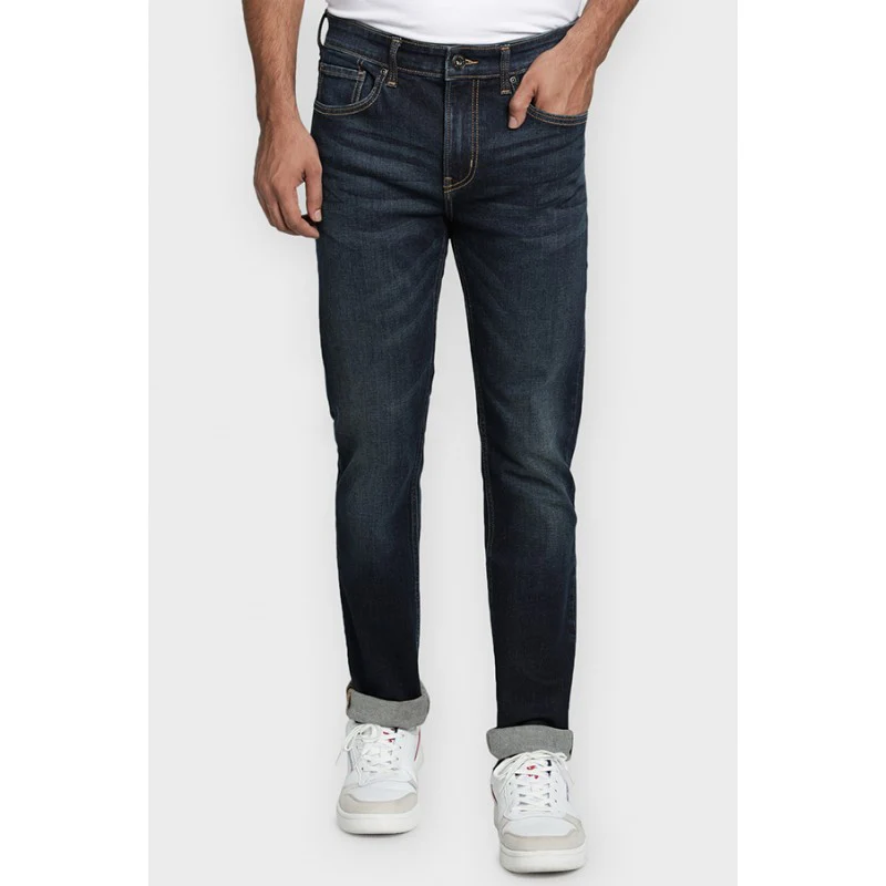 Mens Tinted Dark Blue Denim Jeans