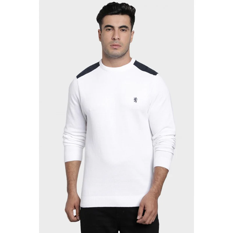 Men's White Cotton Sweater