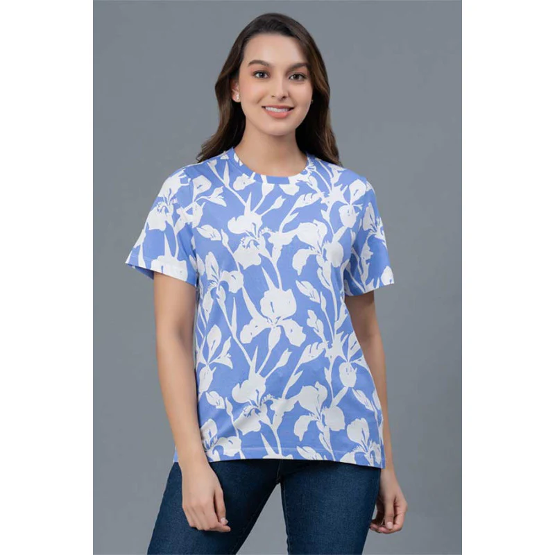 Casual Multi-color Printed Cotton T-Shirt for Women