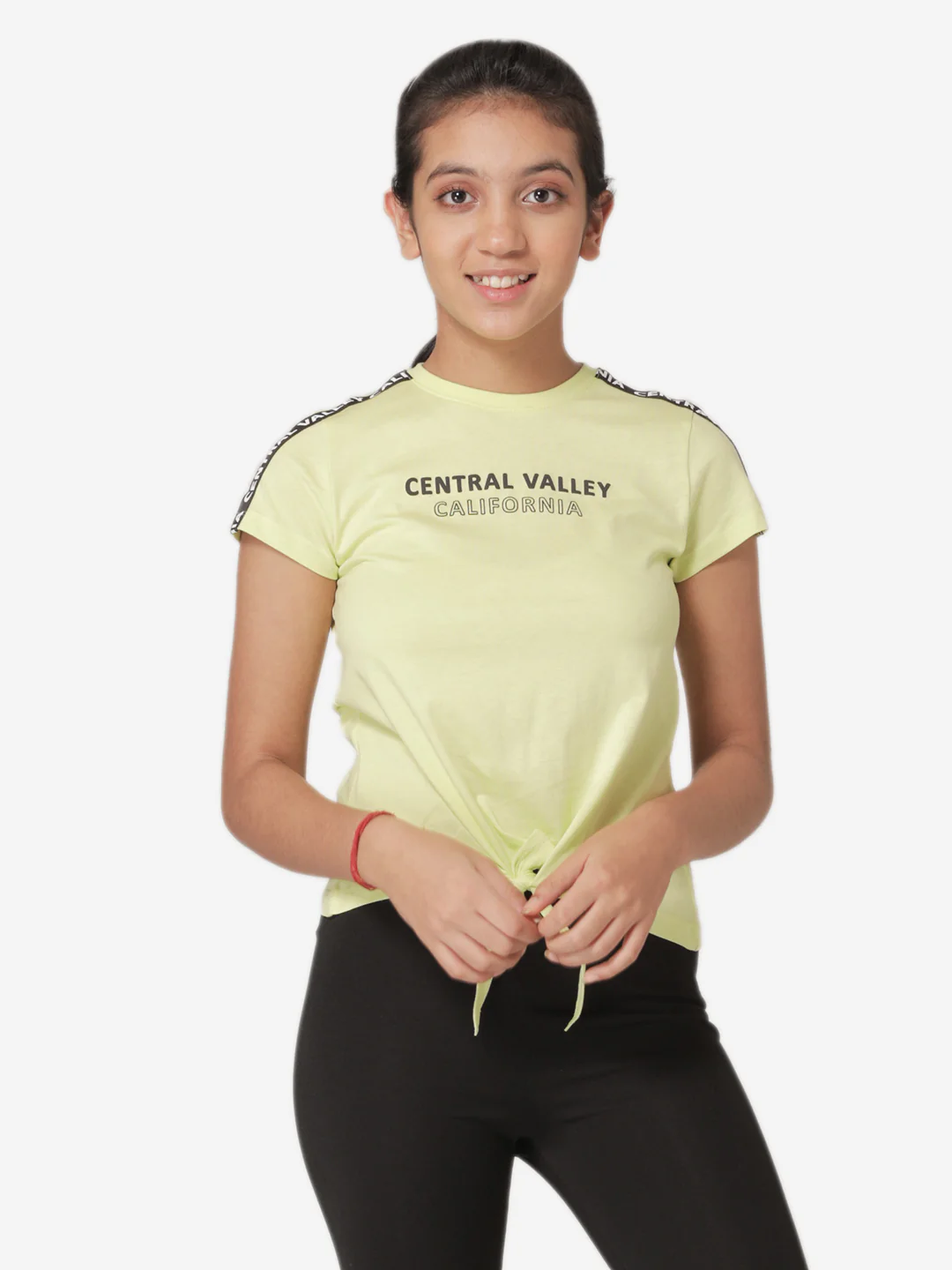Girl's Neon Green Round Neck T-Shirt
