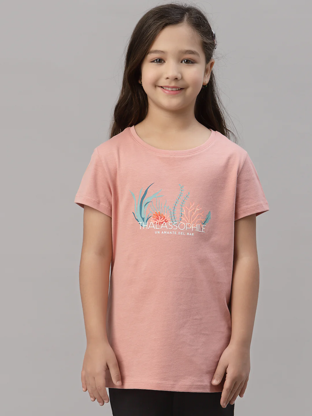 Girls Coral Haze Round Neck T-Shirt