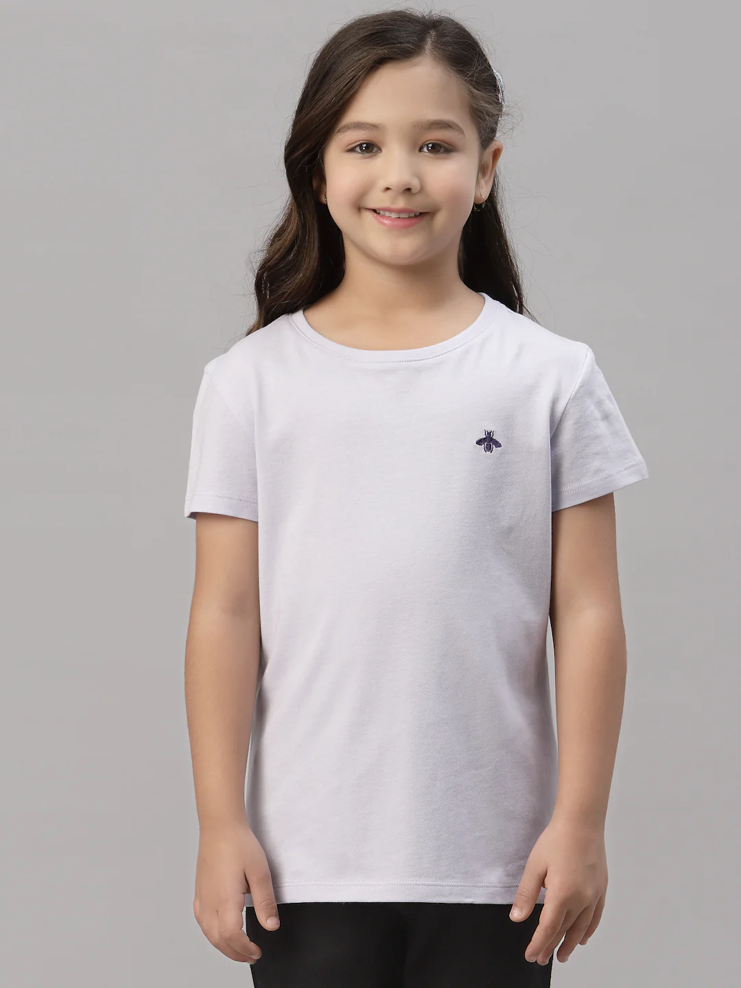 Girls Lavender Round Neck T-Shirt
